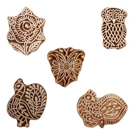 Set of 5 Piece New Mix Wooden Printing Block
